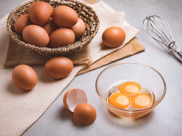 Ovos de galinha orgânicos ingredientes alimentares