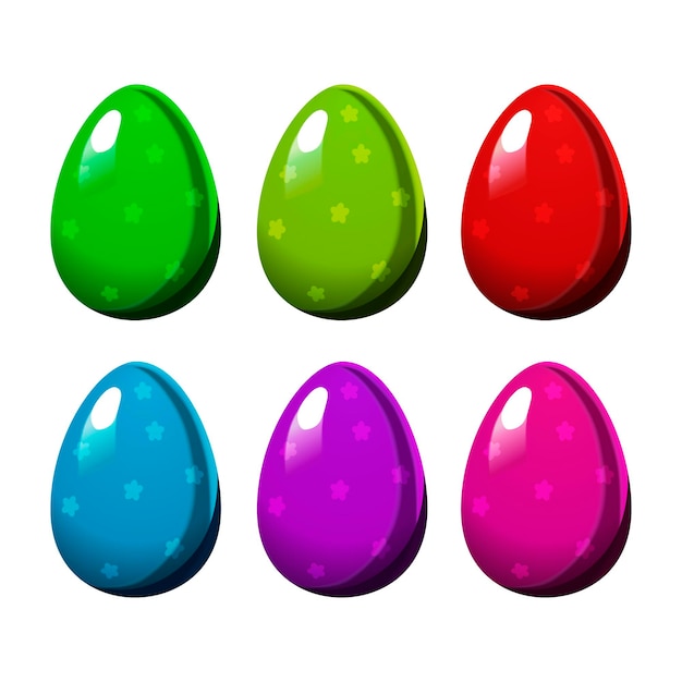 Ovos de Páscoa coloridos com pontos isolados em fundo branco Vector para design