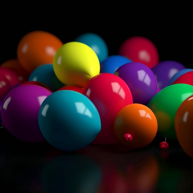 Ovos de páscoa coloridos em uma renderização 3d de fundo preto