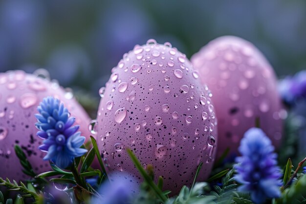 Foto ovos de páscoa de cor rosa