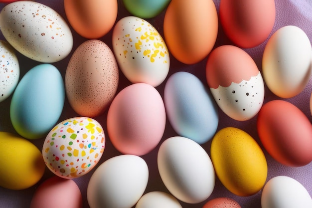 Ovos de Páscoa em um fundo de mesa