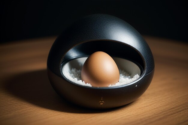 Ovos dentro de uma bola de vidro na mesa de trabalho sob luz natural close-up fundo de papel de parede criativo