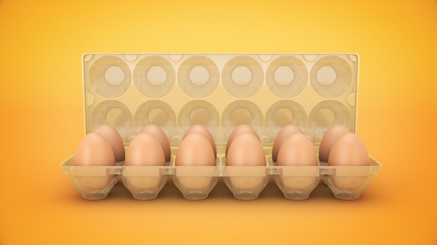 Ovos na caixa de renderização em 3d