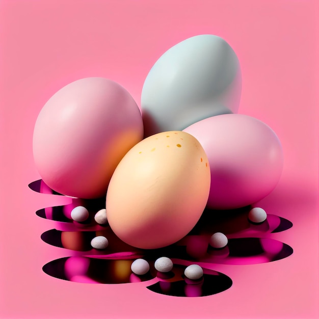 Ovos orientais em fundo rosa criados pela tecnologia Generative AI