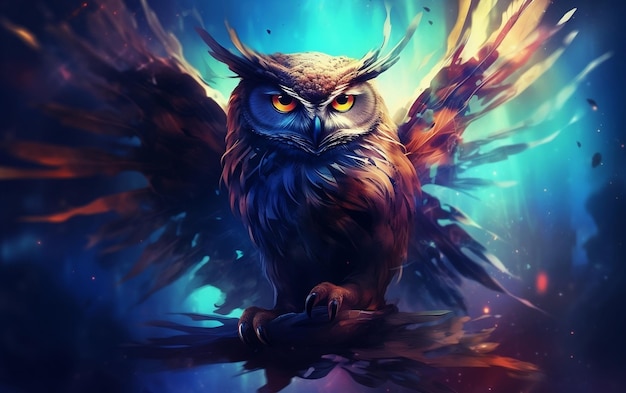 Owl Epic e Ilustração Única Arte Gerativa AI