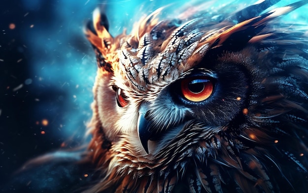 Owl Epic e Ilustração Única Arte Gerativa AI