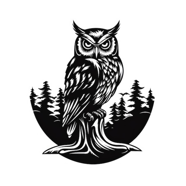 Owl-Logo schwarz-weiß KI-generiertes Bild