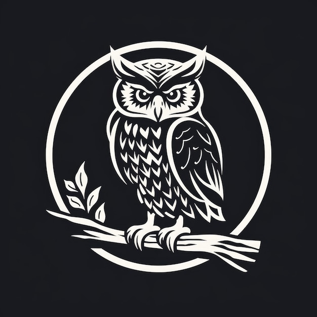 Foto owl-logo schwarz-weiß ki-generiertes bild