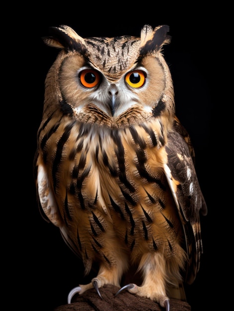 Owl Studio Shot Isolado em Fundo Preto Claro IA Generativa