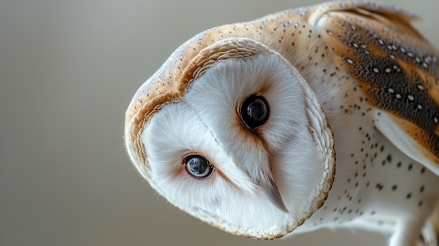 Owl Tilting Head in Soft Focus CloseUp in der Scheune