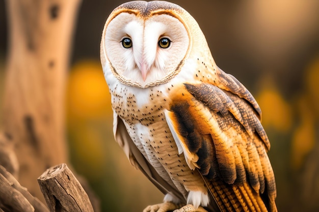 Owl Tyto cabeza de alba de cerca Generación AI