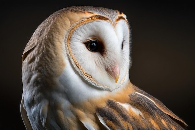 Owl Tyto cabeza de alba de cerca Generación AI