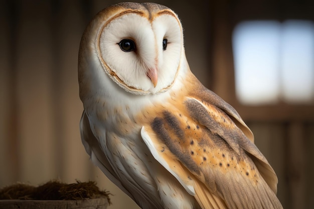 Owl Tyto cabeza de alba de cerca Generación AI