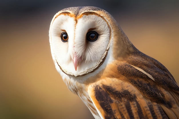 Owl Tyto cabeza de alba de cerca Generación AI