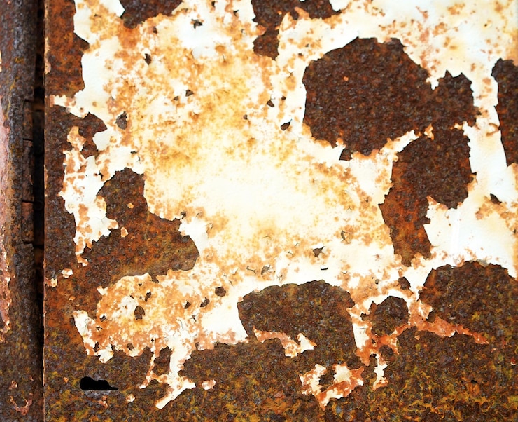 Foto óxido en metales blancos textura de la puerta grunge corrosivo oxidado en hierro viejo el patrón de óxido oxidado en la pared se utiliza como ilustración para el fondo de presentación corrosión oxidada y fondo oxidado