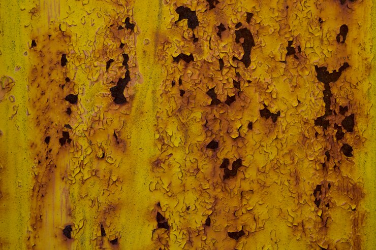 Foto óxido que se ve a través de la pintura metálica