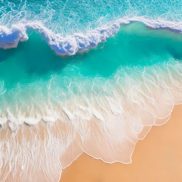 Ozeanwellen am Strand als Hintergrund von oben nach unten Sand und Wasser ai erzeugt