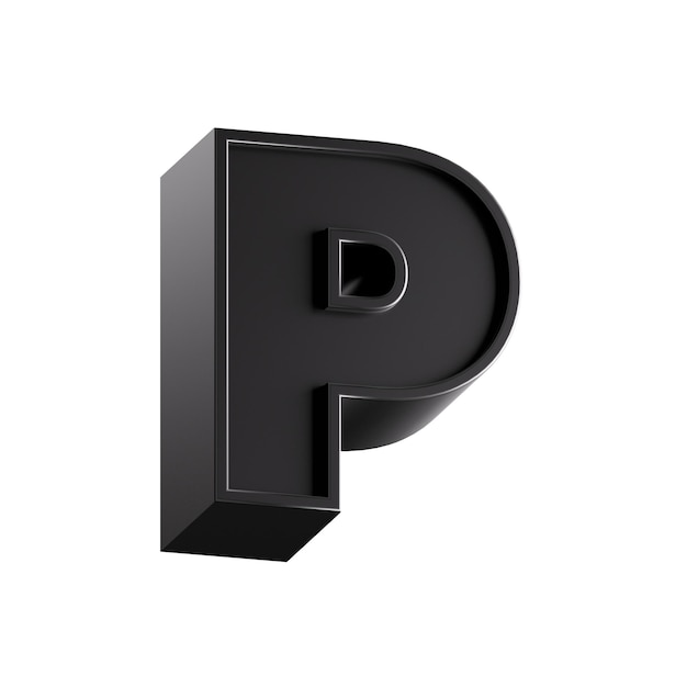 p letra 3d renderizado personaje negro