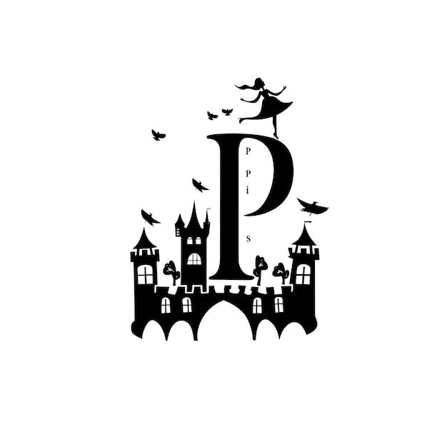 P con marca pictórica Estilo de diseño de logotipo con letra en forma de P Idea creativa Concepto sencillo mínimo