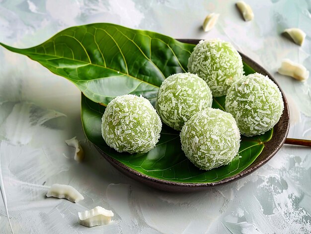 Foto paan coconut laddu o ladoo pan con sabor a bolas dulces en un fondo claro