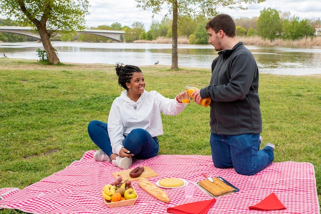 Paar auf einem Picknick im Park