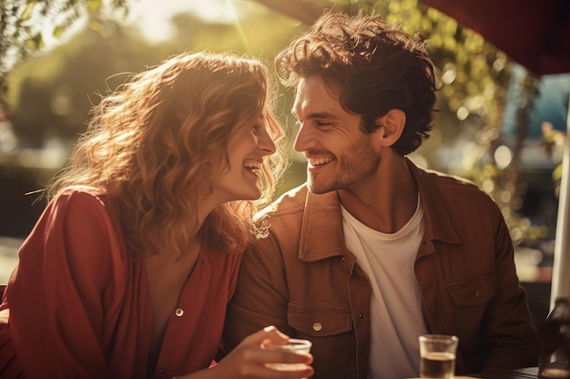 Foto paar hat ein romantisches date an einem sonnigen tag. damenpaar decke natur familie mode liebe generieren sie ai