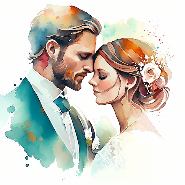 Foto paar hochzeit aquarell