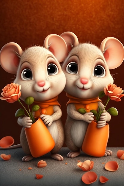 Paar Mäuse sitzen nebeneinander, generative KI