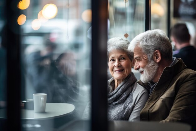 Paar mittleren Alters genießt Dating-Zeit im Café