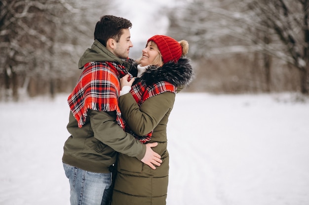 Paare in der Liebe in einem Winterpark