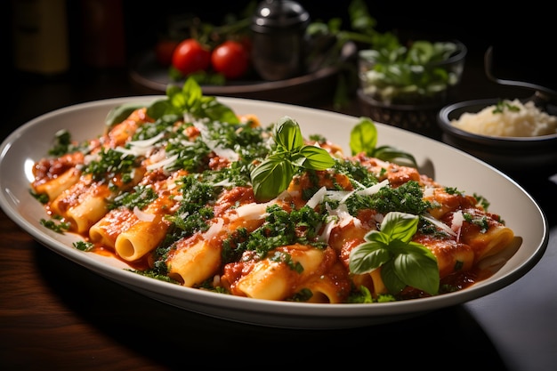 Paccheri mit Tomaten-Basilikum-Sauce