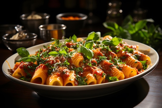 Paccheri mit Tomaten-Basilikum-Sauce