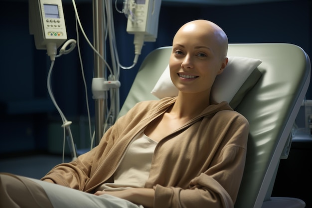 Foto paciente con cáncer durante la quimioterapia en un hospital 2