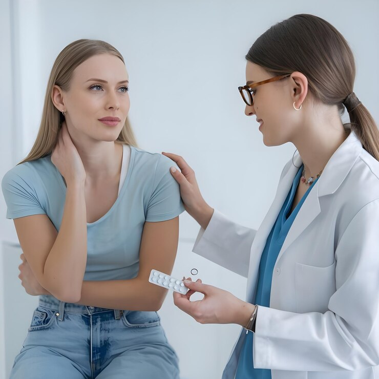 Una paciente está hablando con un médico sobre el anillo vaginal