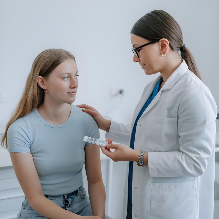 Una paciente está hablando con un médico sobre el anillo vaginal