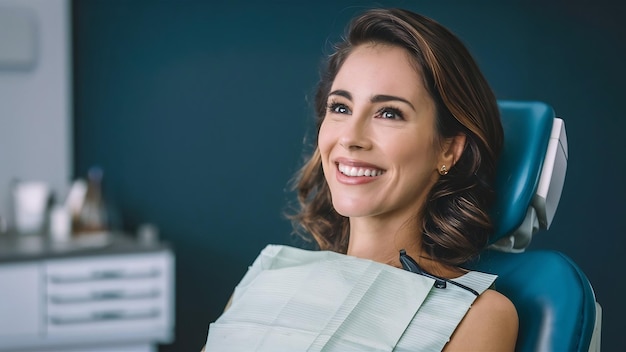 Paciente mujer en el dentista