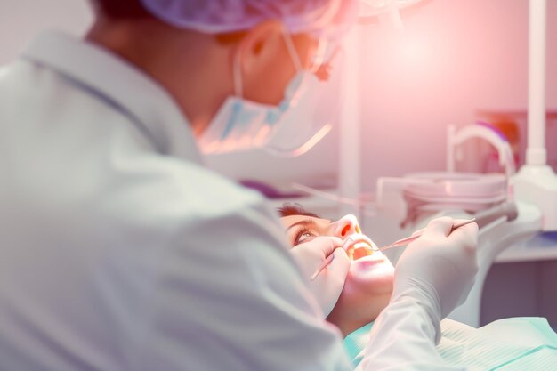 Una paciente en la silla del dentista