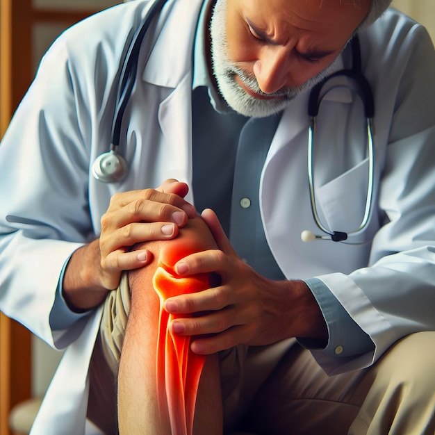 Pacientes com doença de Parkinson dor nas mãos dor nos joelhos artrite ou cuidar da sua saúde mental com um médico sênior