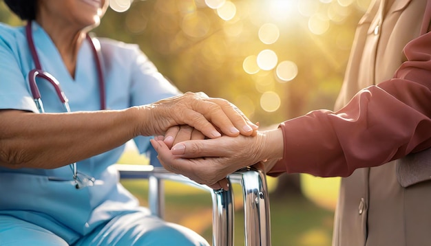 Foto pacientes con enfermedad de parkinson alzheimer ancianos ancianos personas con artritis mano en apoyo de la geriatría d