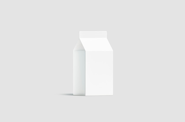 Pacote de leite pequeno branco em branco, vista lateral