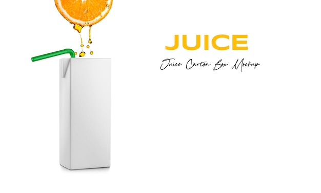 Pacote de suco com maquete de palha em fundo isolado