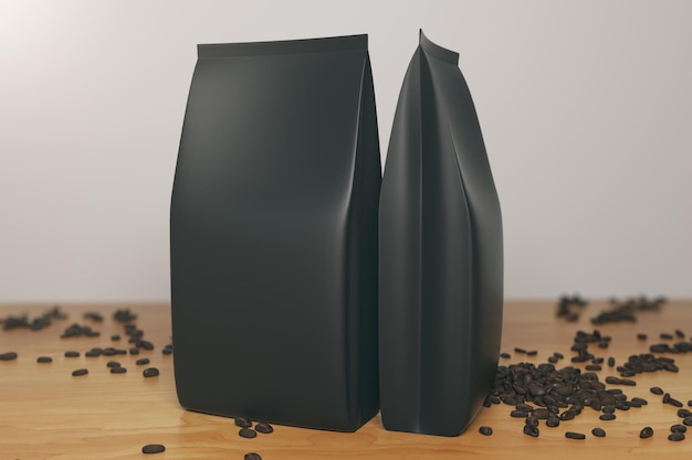 Pacotes vazios de café preto