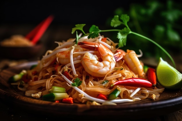 Pad Thai mit Garnelen Thai-Lebensmittel, generiert mit KI