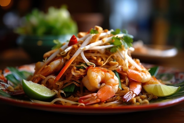 Pad Thai mit Garnelen Thai-Lebensmittel, generiert mit KI