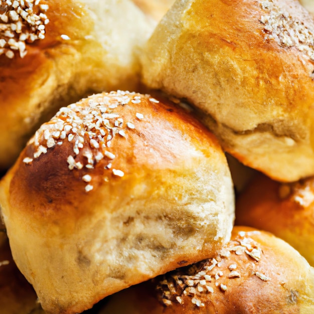 Padaria com vários tipos de pão fresco Pães baguete bagel pão doce e croissant Fechar representação 3D