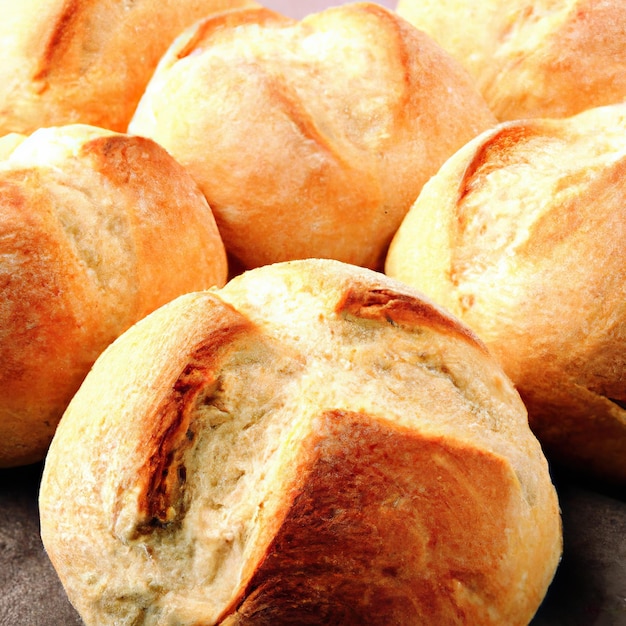 Padaria com vários tipos de pão fresco Pães baguete bagel pão doce e croissant Fechar representação 3D