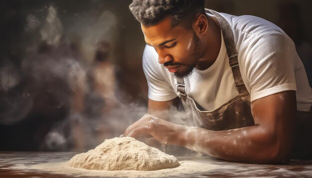 Padeiro masculino assando pão no mês da história negra