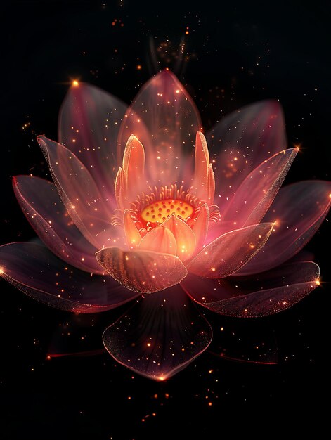 Padparadscha Dust Lotus com rosa laranja brilhante Dust Lotus Efeito FX Texture Filter de filme BG Arte