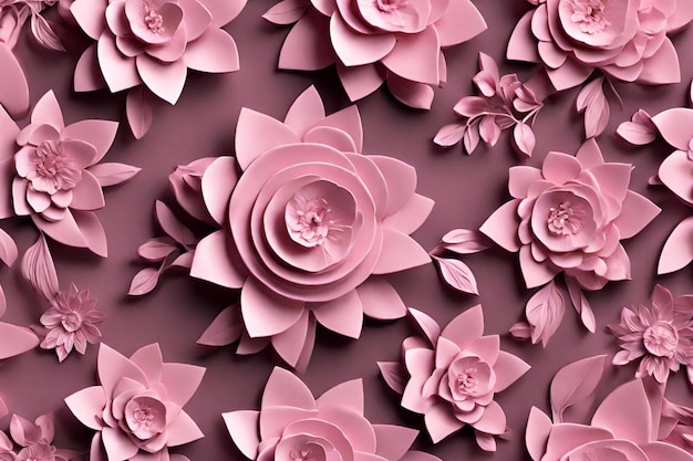 Padrão 3D com flores cor-de-rosa detalhes intrincados 22