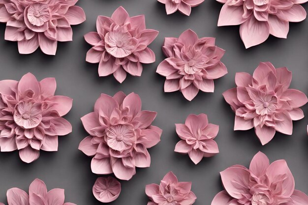 Padrão 3D com flores cor-de-rosa detalhes intrincados 29